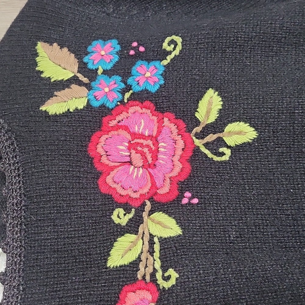 Christopher‎ & Banks Womens L Vintage Hand Embroidered Sweater Wool Grannycore - Picture 6 of 11